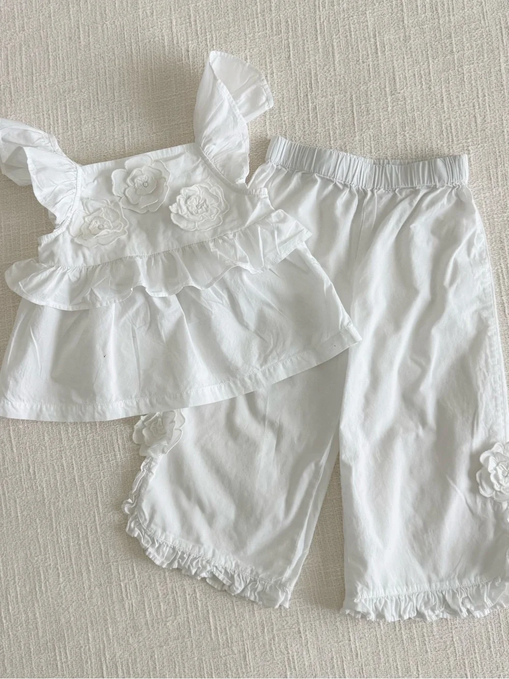 Zara White Floral Ruffle Kids Matching Set